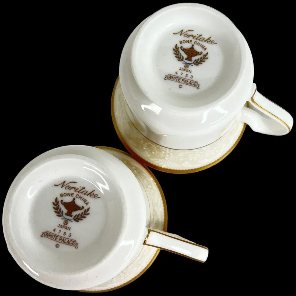 Noritake White Palace Footed Cup And Saucer Set of 2 Bone China NEW‎ With Tags